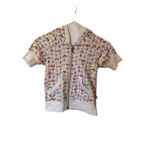 Hello Kitty Short Sleeve Ferris Wheel Zip Hoodie Girls' Size Medium Athleisure